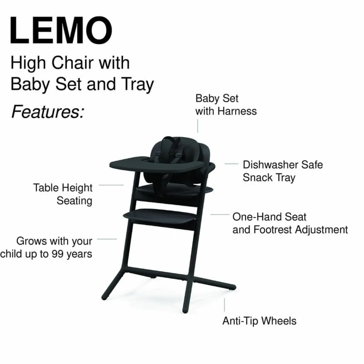 Cybex LEMO High Chair Set + Training Tower Bundle - Pearl Pink