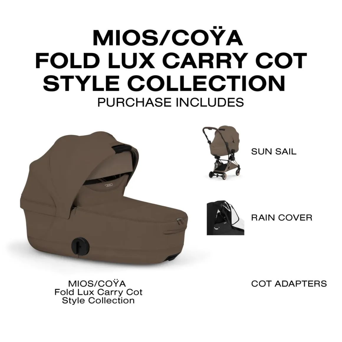 Cybex Mios / Coya Fold Lux Carry Cot (2026) - Style Collection - Coconut Brown