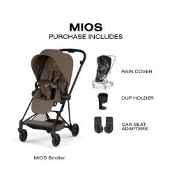 Cybex Mios Stroller (2026) - Matte Black Frame / Coconut Brown Lux Seat