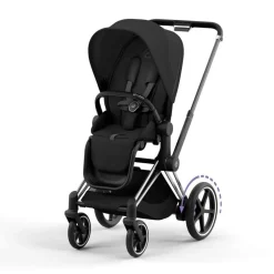 Cybex OPEN BOX ePriam 2 Electronic Assist Stroller (One Box) - Chrome / Black / Sepia Black