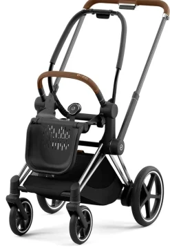 Cybex OPEN BOX ePriam 2 Electronic Assist Stroller Frame - Chrome / Brown