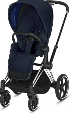 Cybex Priam 3 Complete Stroller - Chrome/Black/Indigo Blue
