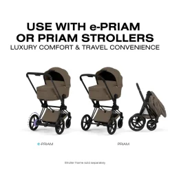 Cybex Priam Fold Lux Carry Cot (2026) - Coconut Brown