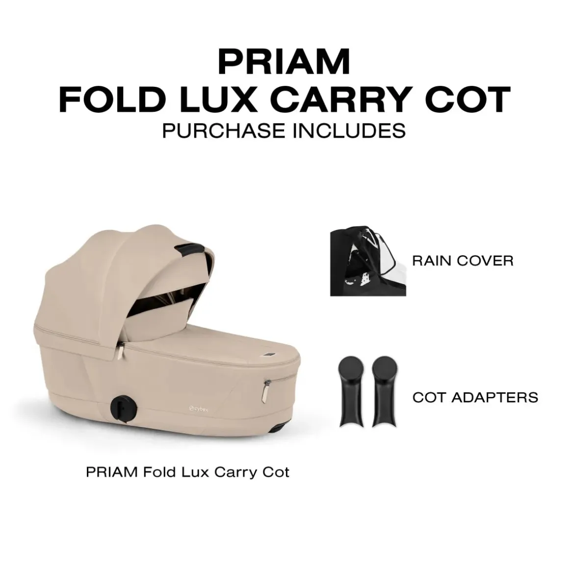 Cybex Priam Fold Lux Carry Cot (2026) - Cozy Beige