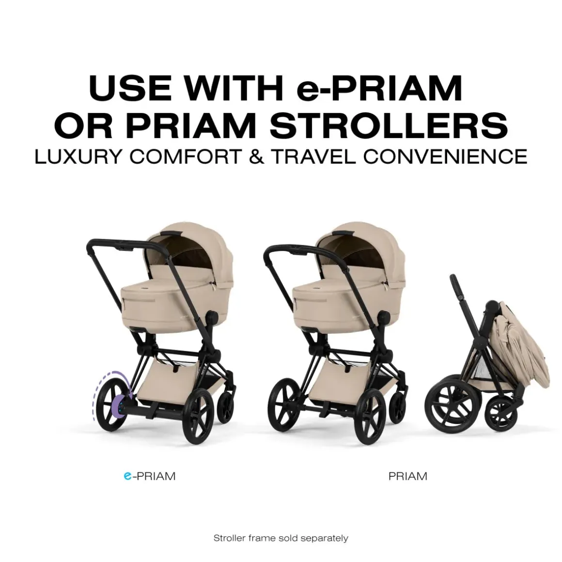 Cybex Priam Fold Lux Carry Cot (2026) - Cozy Beige
