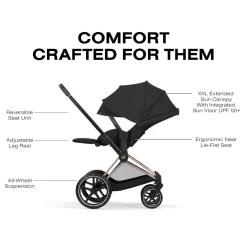 Cybex Priam Stroller (2026) - Rose Gold Frame / Sepia Black Lux Seat