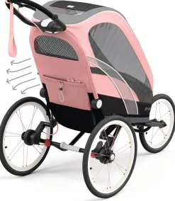 Cybex Zeno Multisport Trailer Bundle - Black/Pink Frame + All Black Seat Pack