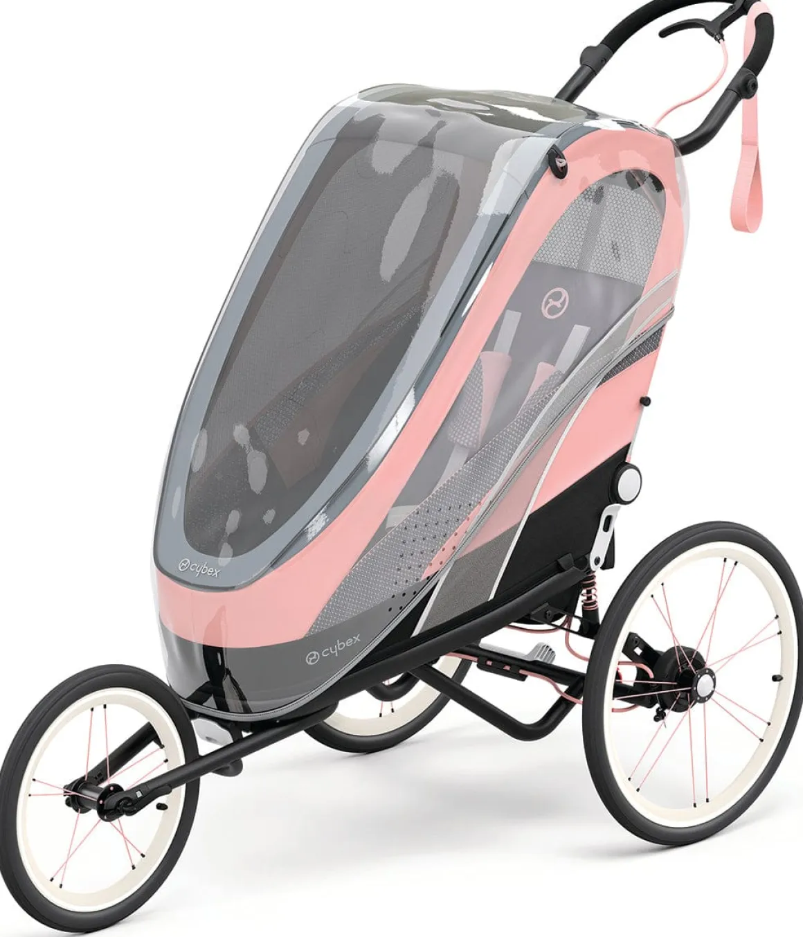 Cybex Zeno Multisport Trailer Bundle - Black/Pink Frame + All Black Seat Pack