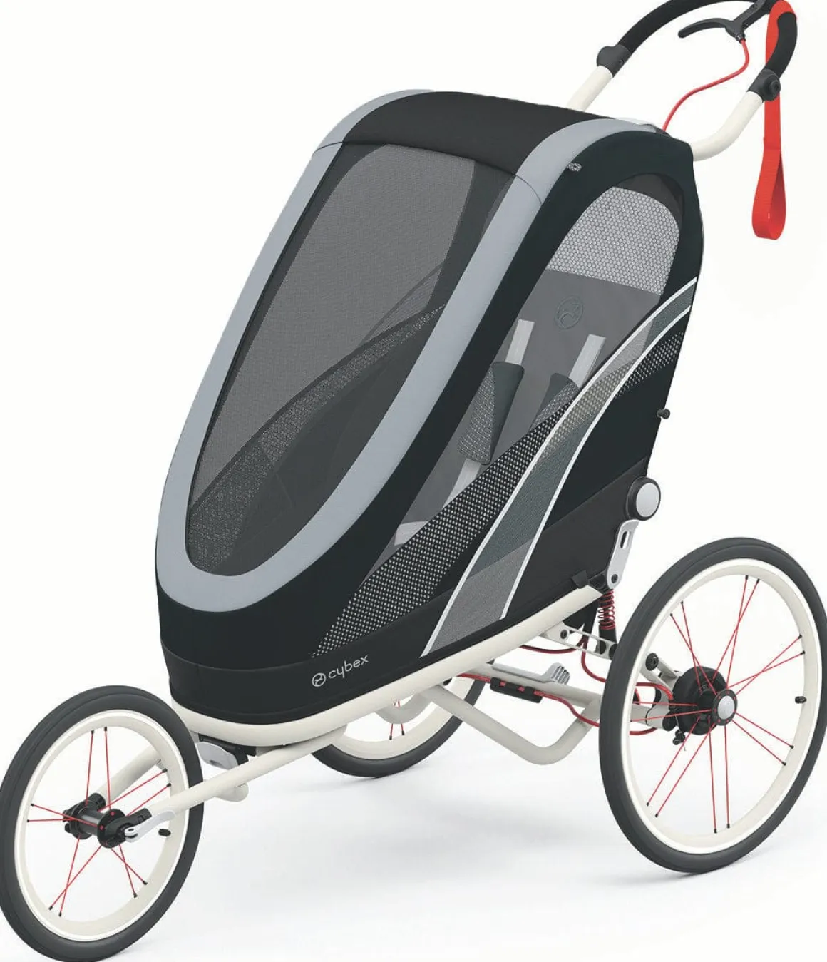 Cybex Zeno Multisport Trailer Bundle - Cream/Orange Frame + All Black Seat Pack
