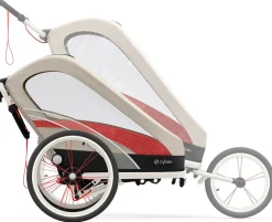 Cybex Zeno Multisport Trailer Bundle - Cream/Orange Frame + All Black Seat Pack