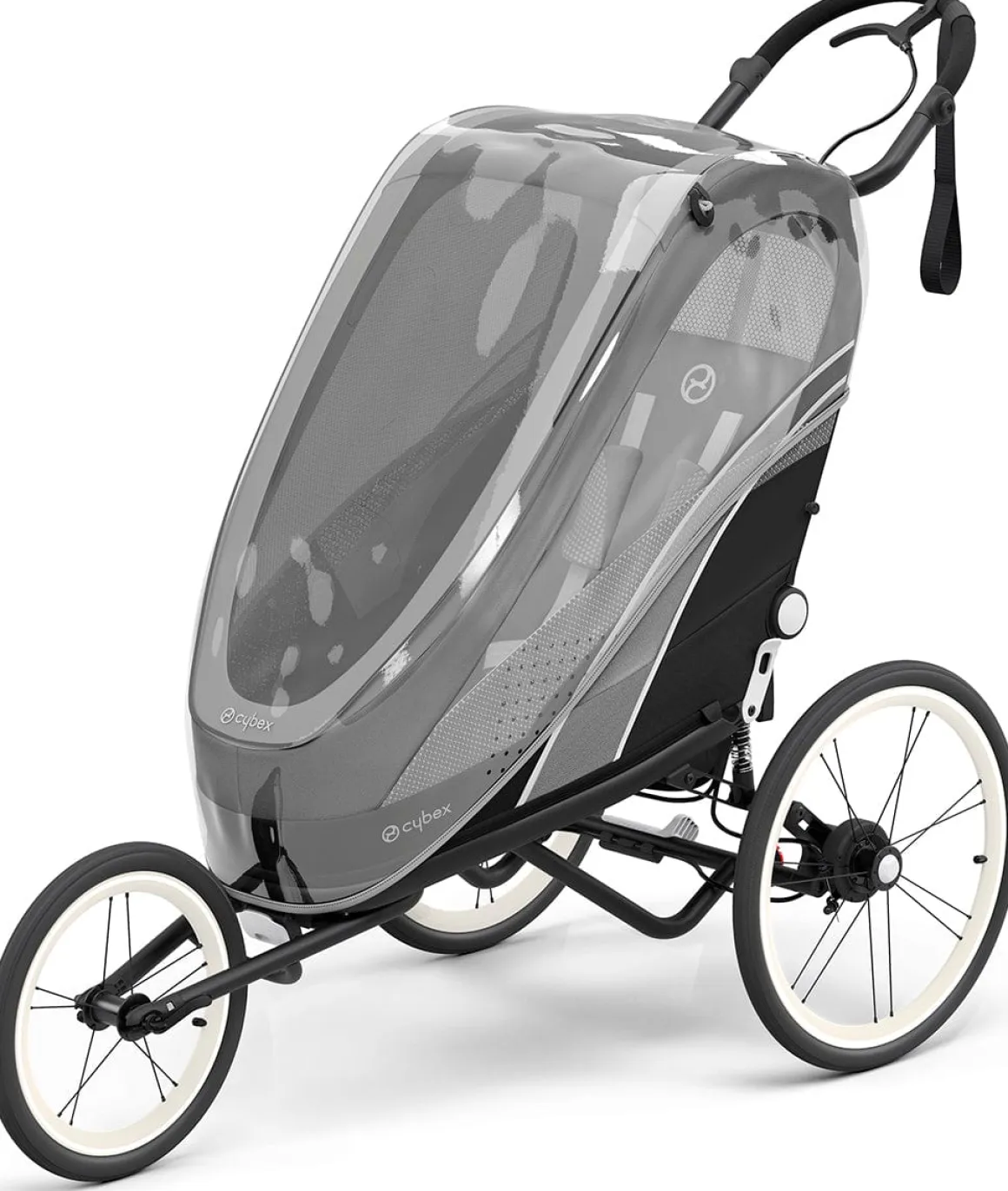 Cybex Zeno Multisport Trailer Bundle - Cream/Orange Frame + All Black Seat Pack