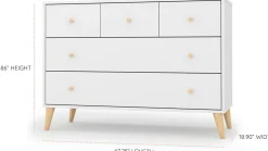 dadada Austin 5-Drawer Dresser - White / Natural