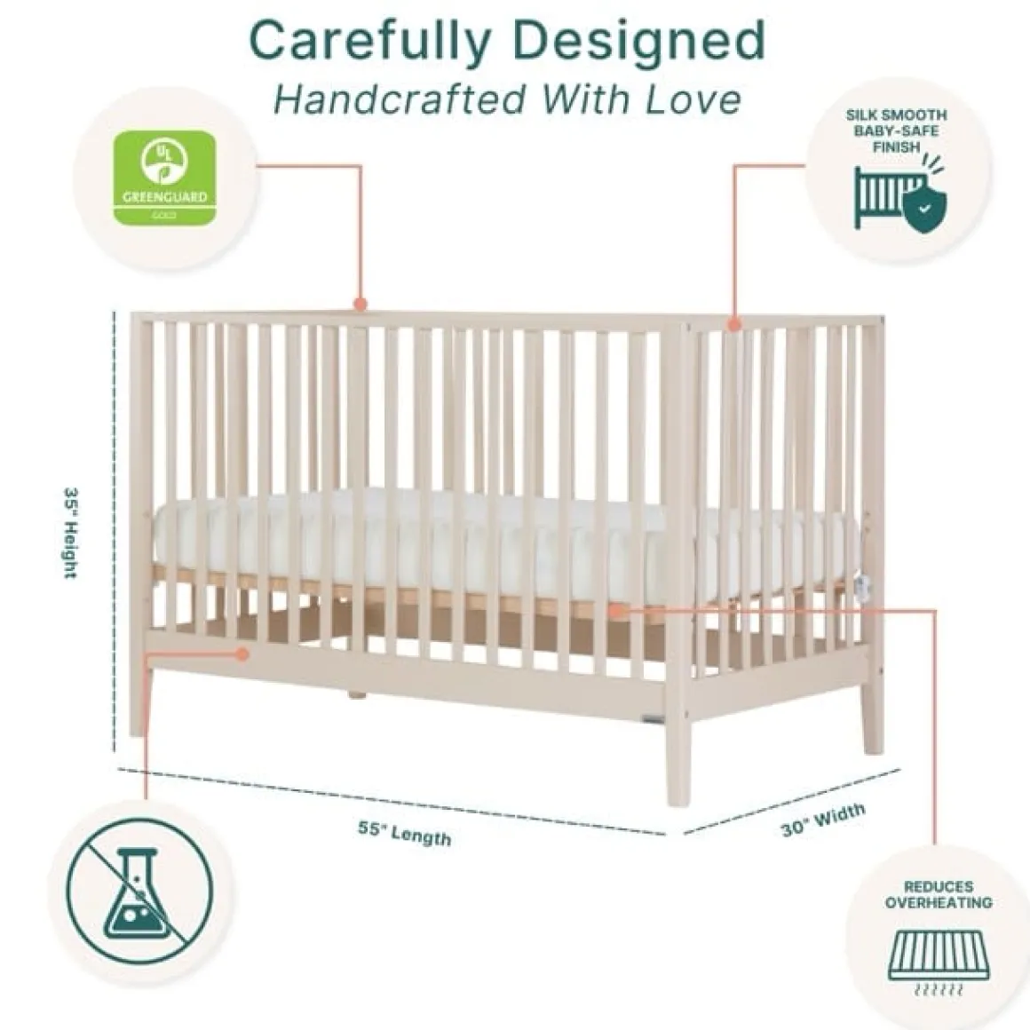 dadada Lala 3-in-1 Convertible Crib - Almond Milk