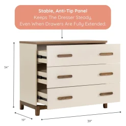 dadada Lala Little 3-Drawer Dresser - Almond Milk / Walnut