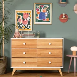 dadada Merry 6-Drawer Dresser - White / Natural