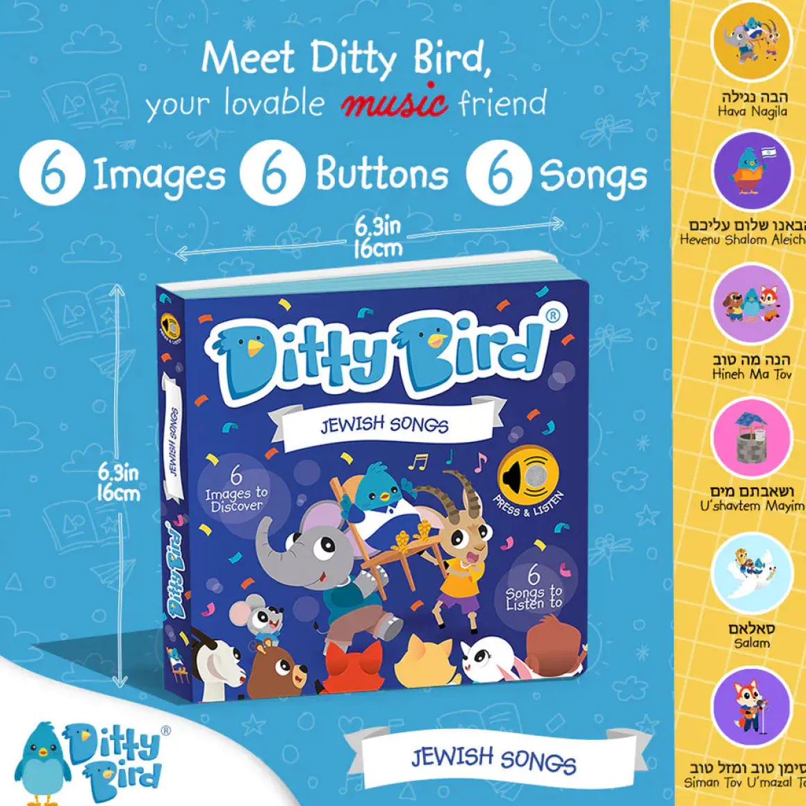 Ditty Bird Sound Book - Jewish Songs