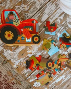 Djeco Mini Tractor Silhouette Puzzle