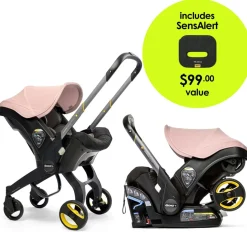 Doona+ Infant Car Seat & Stroller + SensAlert Pad Bundle - Blush Pink