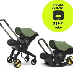Doona+ Infant Car Seat & Stroller + SensAlert Pad Bundle - Desert Green