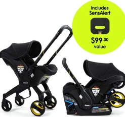 Doona+ Infant Car Seat & Stroller + SensAlert Pad Bundle - Midnight