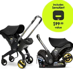 Doona+ Infant Car Seat & Stroller + SensAlert Pad Bundle - Nitro Black