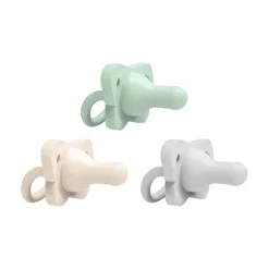 Dr. Brown's HappyPaci One-Piece Silicone Pacifier, 0-6m - Gray, Green, Ecru, 3-Pack