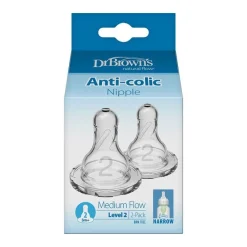 Dr. Brown's Level-2 Standard Neck Nipple, 2-Pack