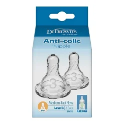 Dr. Brown's Level-3 Standard Neck Nipple, 2-Pack