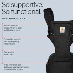 Ergobaby Alta Hip Seat Mesh Baby Carrier - Onyx Black