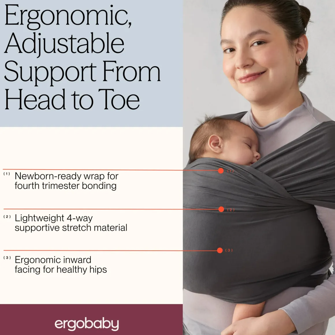 Ergobaby Aura Wrap, Sustainable Knit - Soft Black