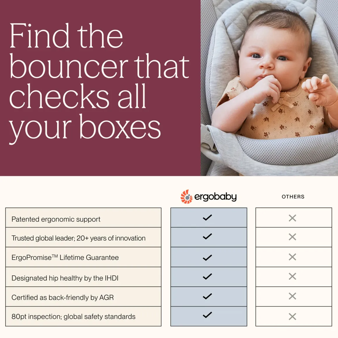 Ergobaby 3-in-1 Evolve Bouncer - Light Grey