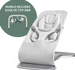 Ergobaby 3-in-1 Evolve Bouncer + Toy Bar Bundle - Light Grey