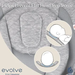 Ergobaby 3-in-1 Evolve Bouncer + Toy Bar Bundle - Light Grey
