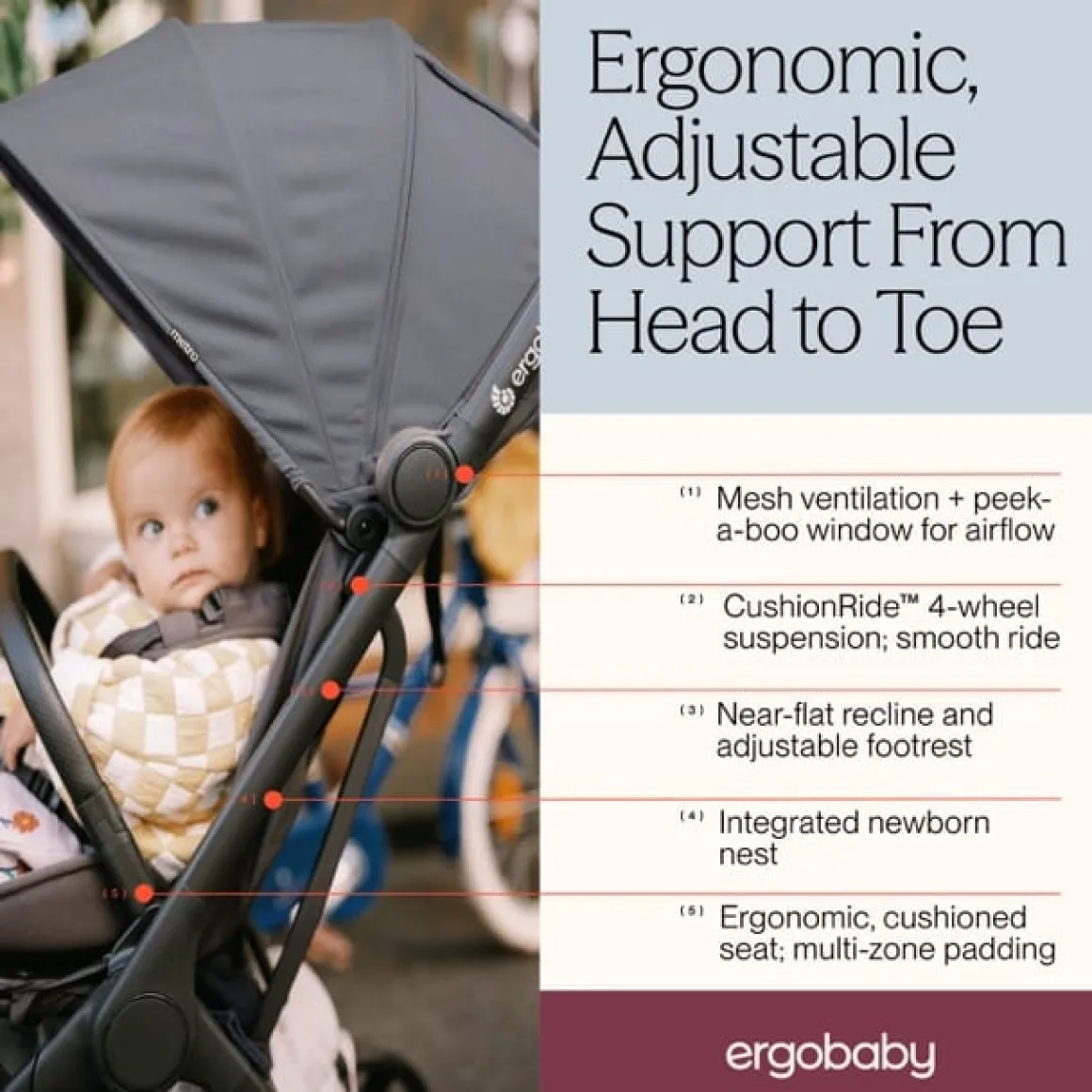 Ergobaby Metro 3 Compact City Stroller - Soft Olive