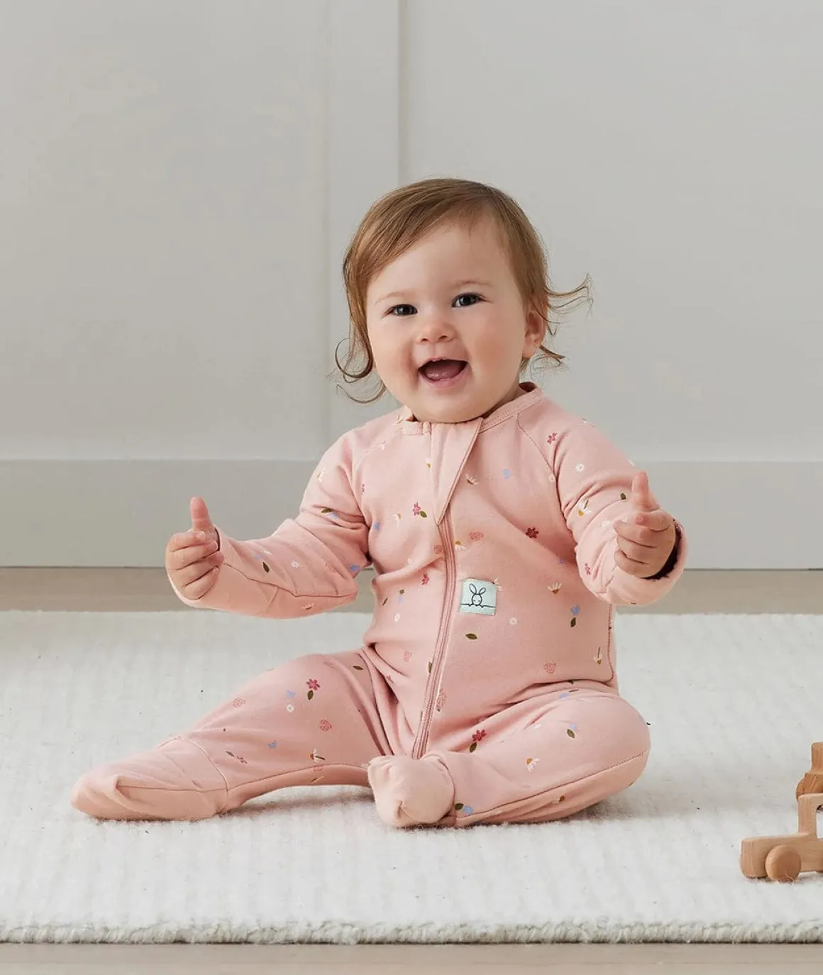 ergoPouch Layers Long Sleeve Romper 1.0 TOG - Daisies, 0-3 Months