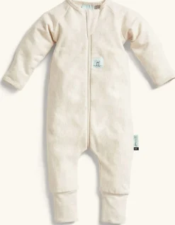 ergoPouch Layers Long Sleeve Romper 1.0 TOG - Oatmeal Marle, 0-3 Months