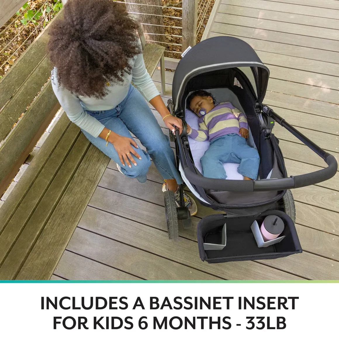 Evenflo Pivot Xplore Dreamz All-Terrain Stroller Wagon with Bassinet Insert - Jetsetter Black