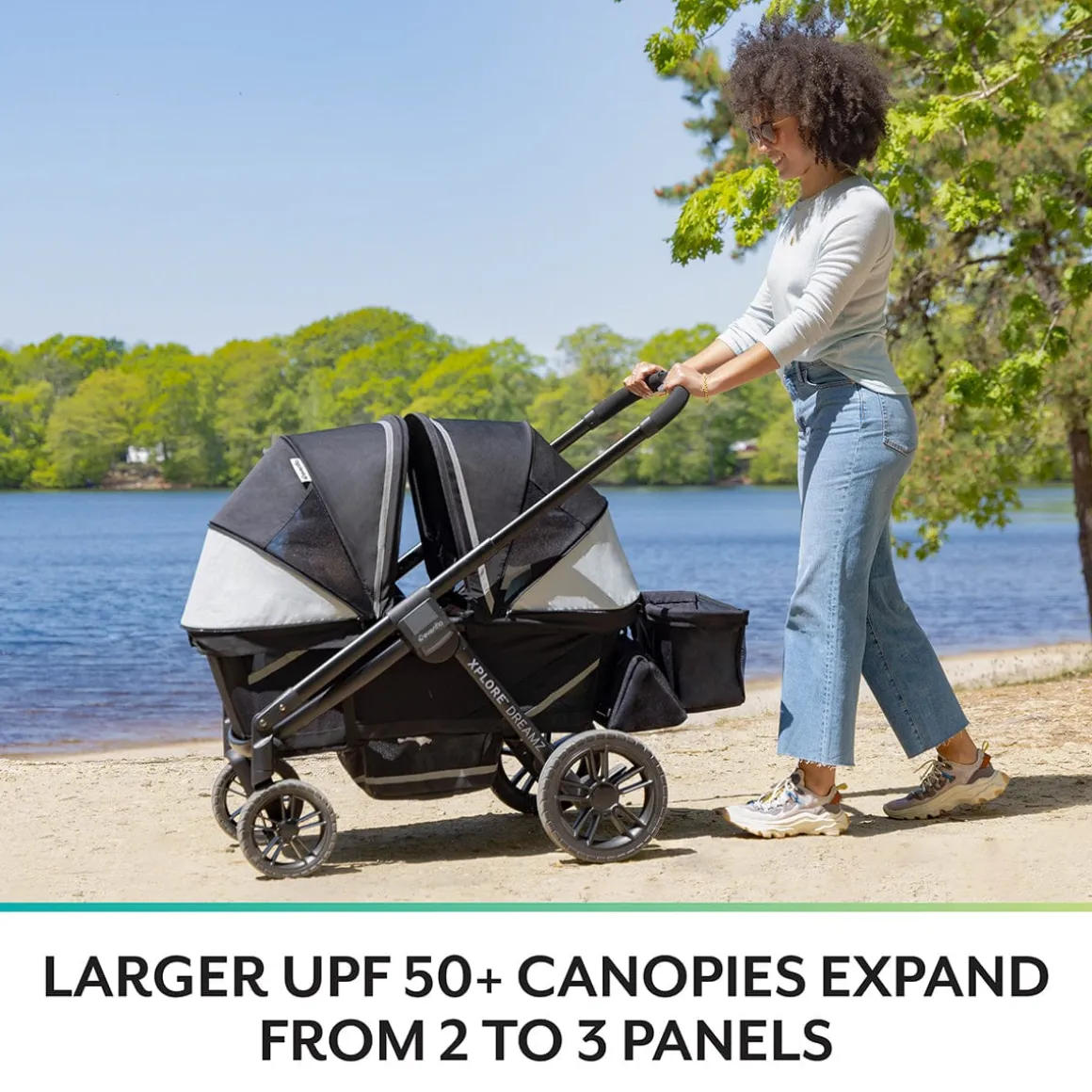 Evenflo Pivot Xplore Dreamz All-Terrain Stroller Wagon with Bassinet Insert - Voyager Green
