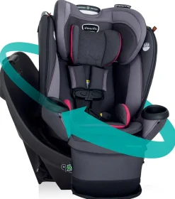 Evenflo Revolve360 Extend Rotational All-in-one Convertible Car Seat With Quick Clean Cover - Rowe Pink