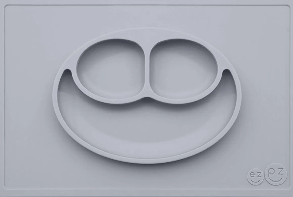 EZPZ Happy Mat Placemat & Plate - Pewter