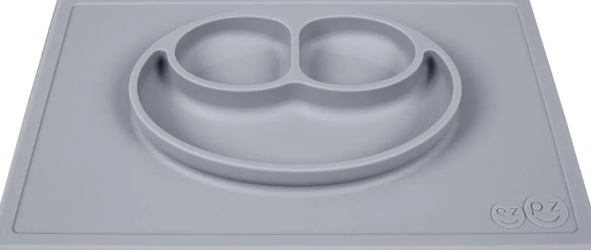 EZPZ Happy Mat Placemat & Plate - Pewter