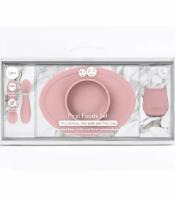 EZPZ Infant Bundle - First Foods Set + Oral Development Tools - Blush