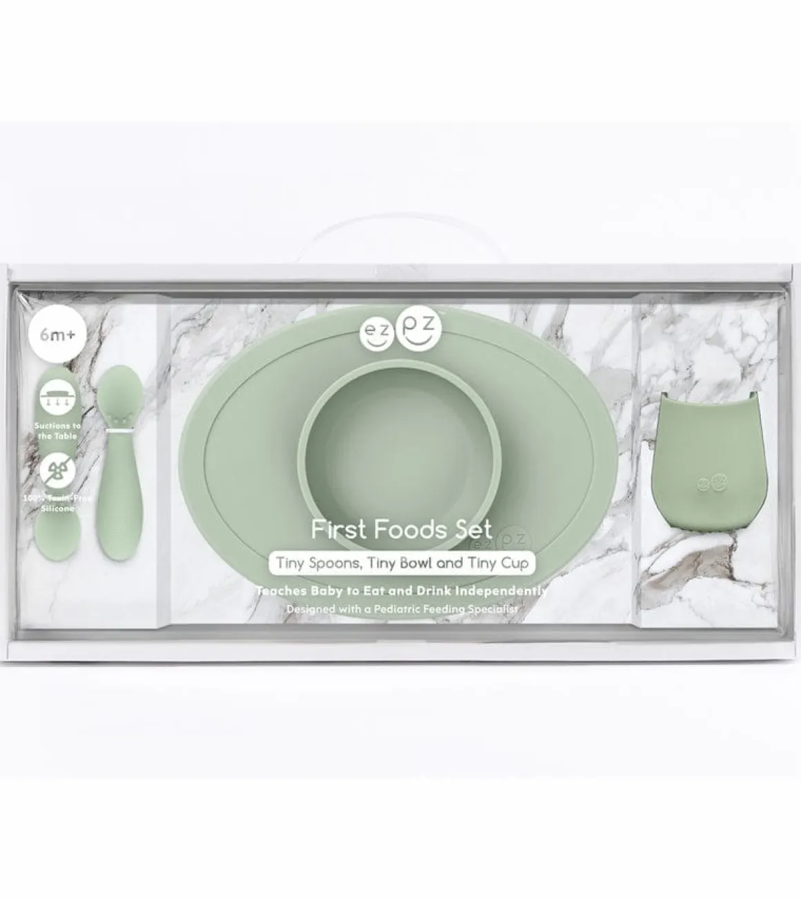 EZPZ Infant Bundle - First Foods Set + Oral Development Tools - Sage