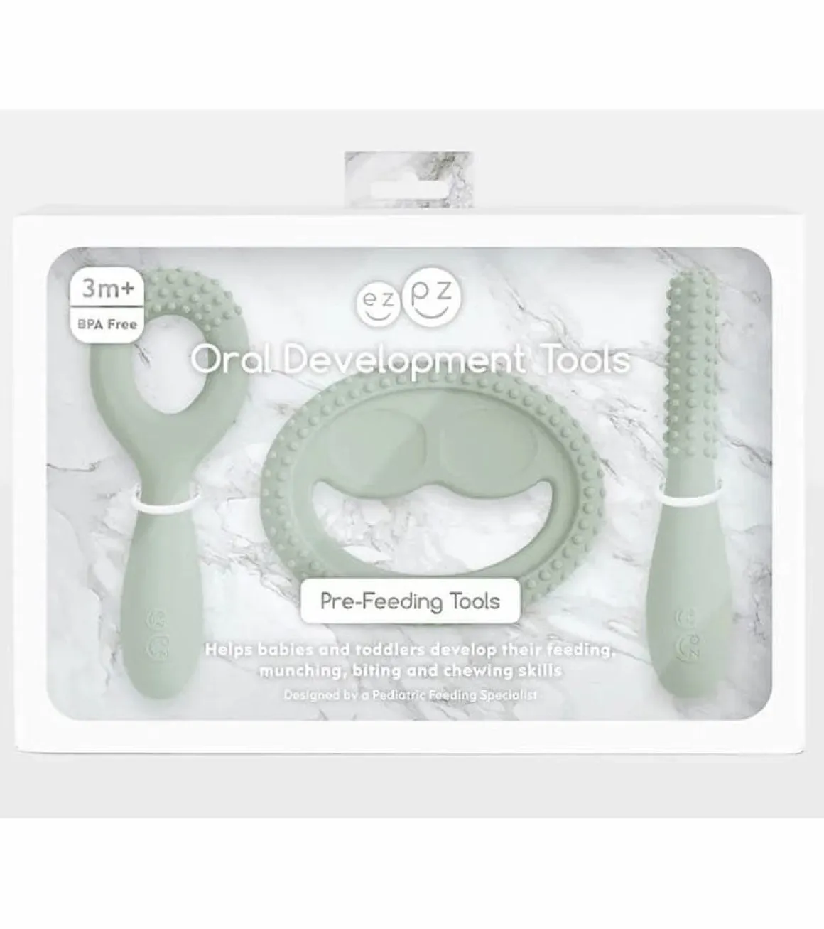 EZPZ Infant Bundle - First Foods Set + Oral Development Tools - Sage