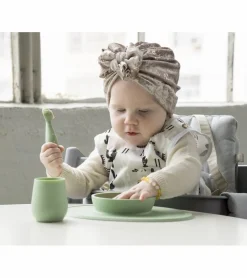 EZPZ Infant Bundle - First Foods Set + Oral Development Tools - Sage