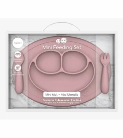 EZPZ Toddler Bundle - Mini Feeding Set + Mini Cup and Straw Training System - Blush