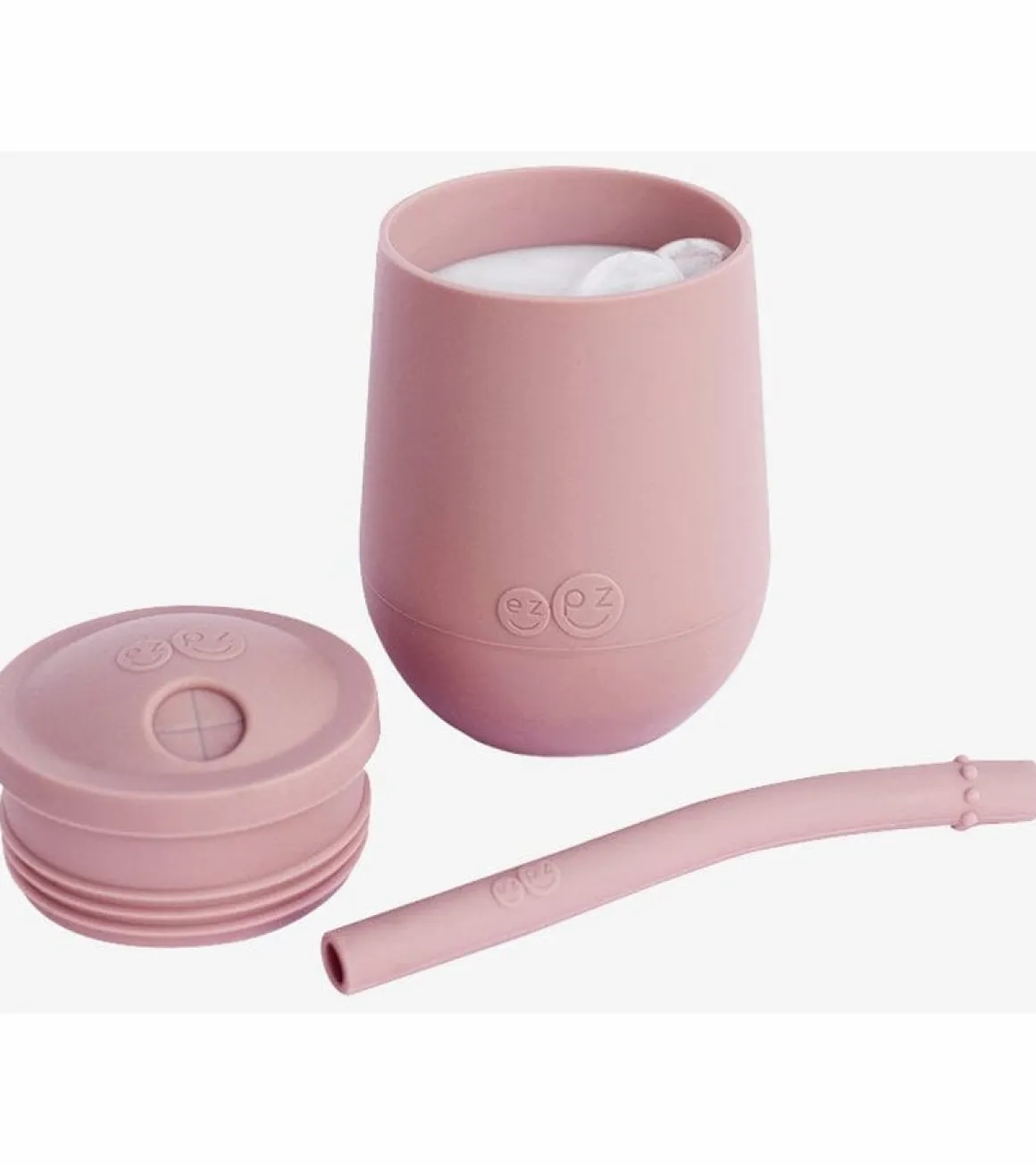 EZPZ Toddler Bundle - Mini Feeding Set + Mini Cup and Straw Training System - Blush