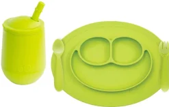 EZPZ Toddler Bundle - Mini Feeding Set + Mini Cup and Straw Training System - Lime