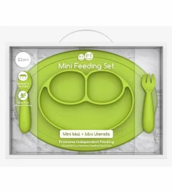EZPZ Toddler Bundle - Mini Feeding Set + Mini Cup and Straw Training System - Lime