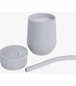 EZPZ Toddler Bundle - Mini Feeding Set + Mini Cup and Straw Training System - Pewter